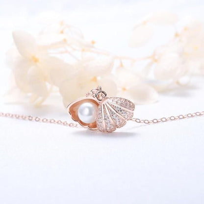 Oyster Pearl Shell Pendant Gold Plated Necklace for Women's