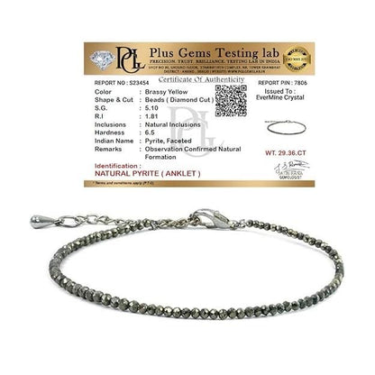 EverMine Crystal Raw Pyrite Anklet Stone of Money, Protection & Power Pyrite Anklet for Women