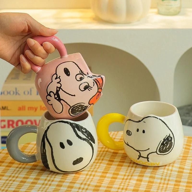 Anime Cartoon Snoopy Ceramic Mug Kawaii Home Milk Cup Couple Coffee Cup 500 ml Pack of 1